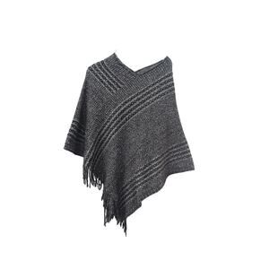 Charlie Paige Gray & Black Poncho | Soft Vegan Wool